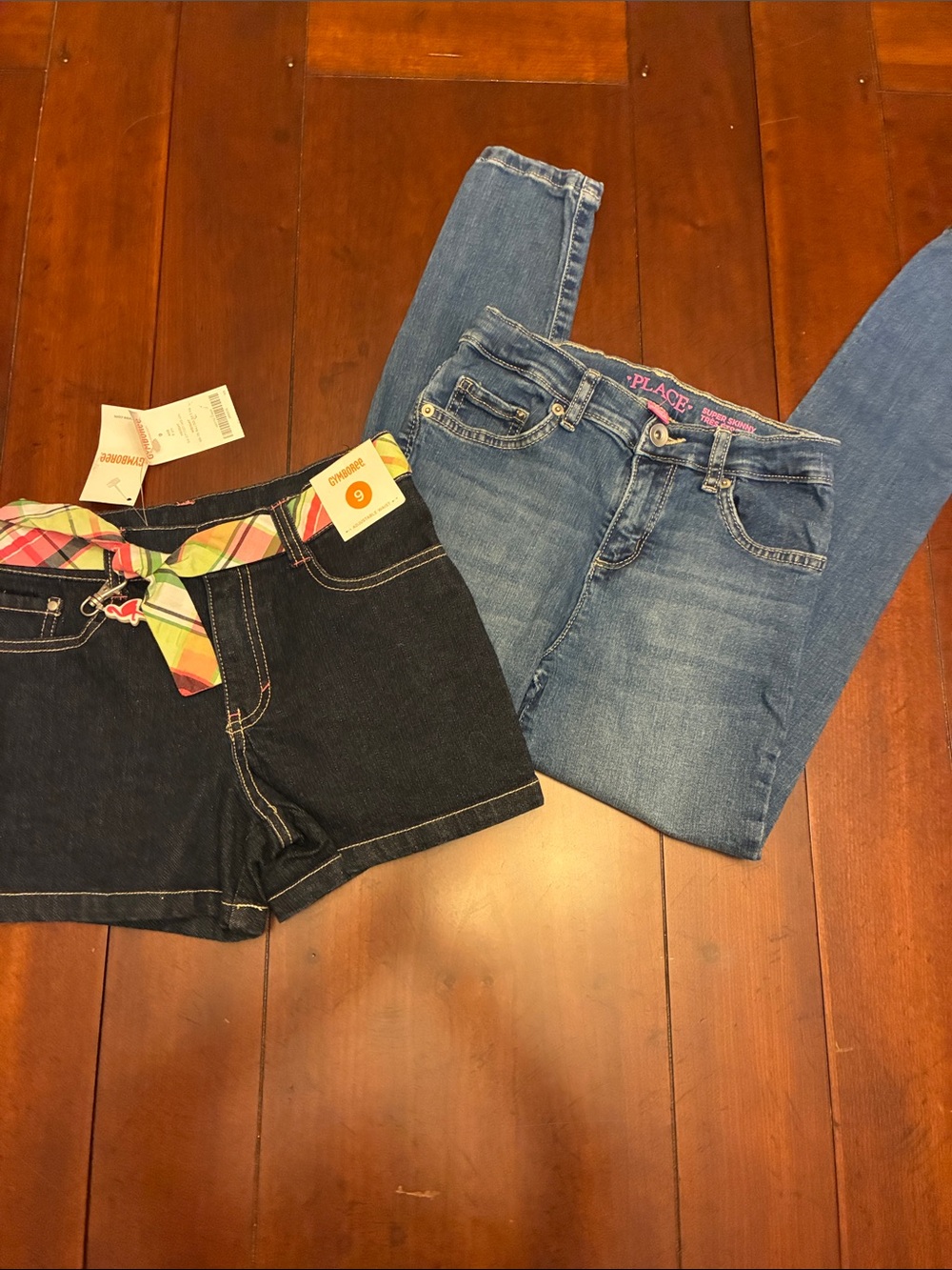 The Children's Place Girls' Light Blue Skinny Jeans and Gymboree shorts lot of 2
